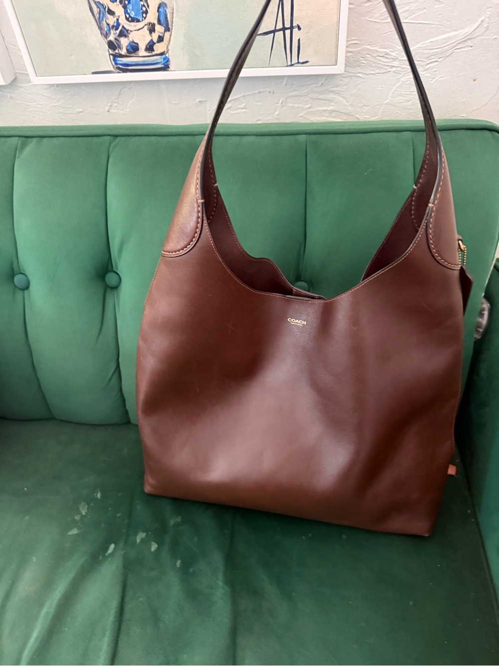Coach Chocolate Brown Leather Shoulder Hobo Bag